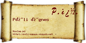 Páli Ágnes névjegykártya
