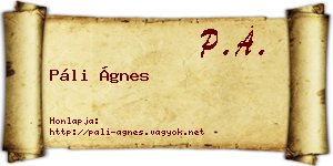 Páli Ágnes névjegykártya